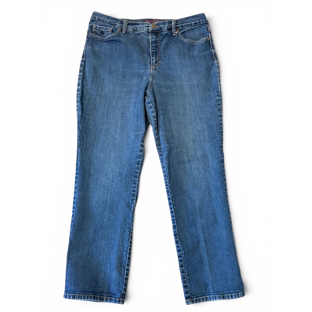 Gloria Vanderbilt Amanda High Rise Straight Leg Jeans Blue Medium Wash 16 Short